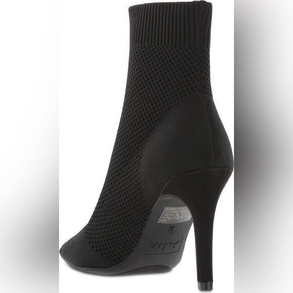 NEW MIA Black Heeled Peep Toe Flyknit Booties - Picture 3 of 8